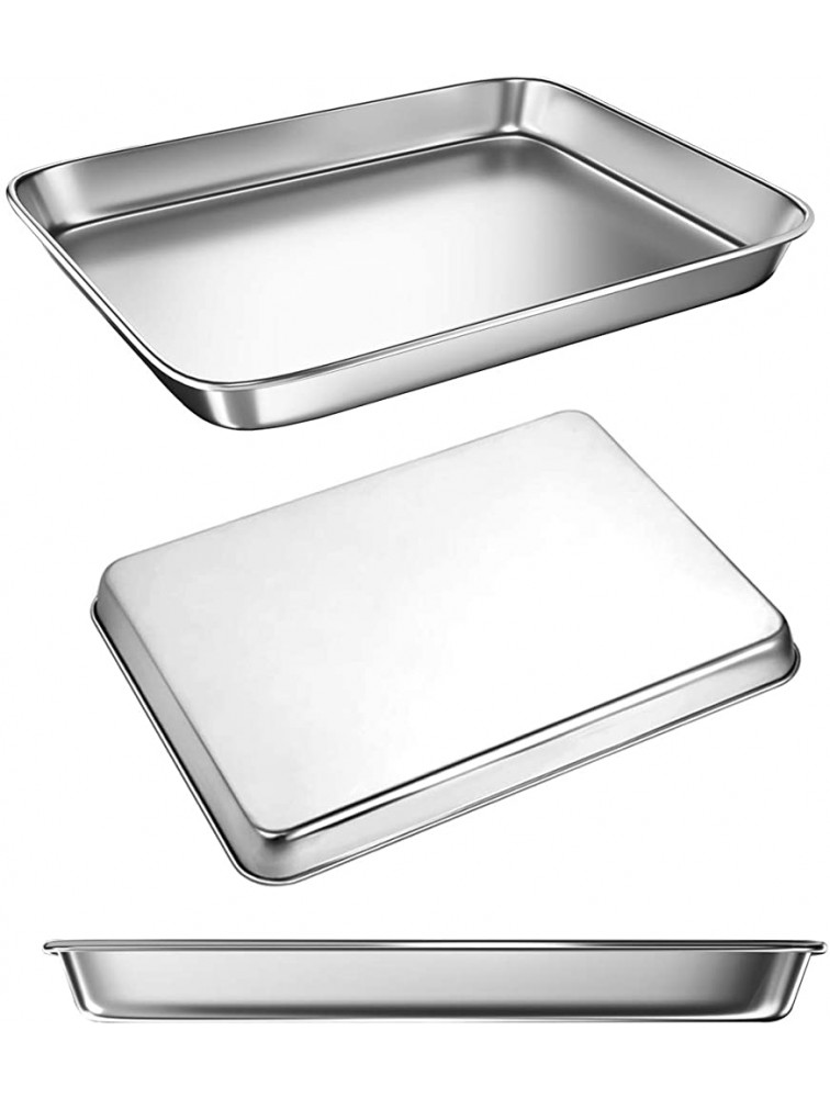 Cookie Sheets Pans for Toaster Oven BYkooc Stainless Steel Toaster Oven Pan Tray,12.4 x 9.6 x 1 inchSet of 3,Dishwasher Safe Oven Pan Anti-rust Sturdy & Heavy - B78CRY5GG
