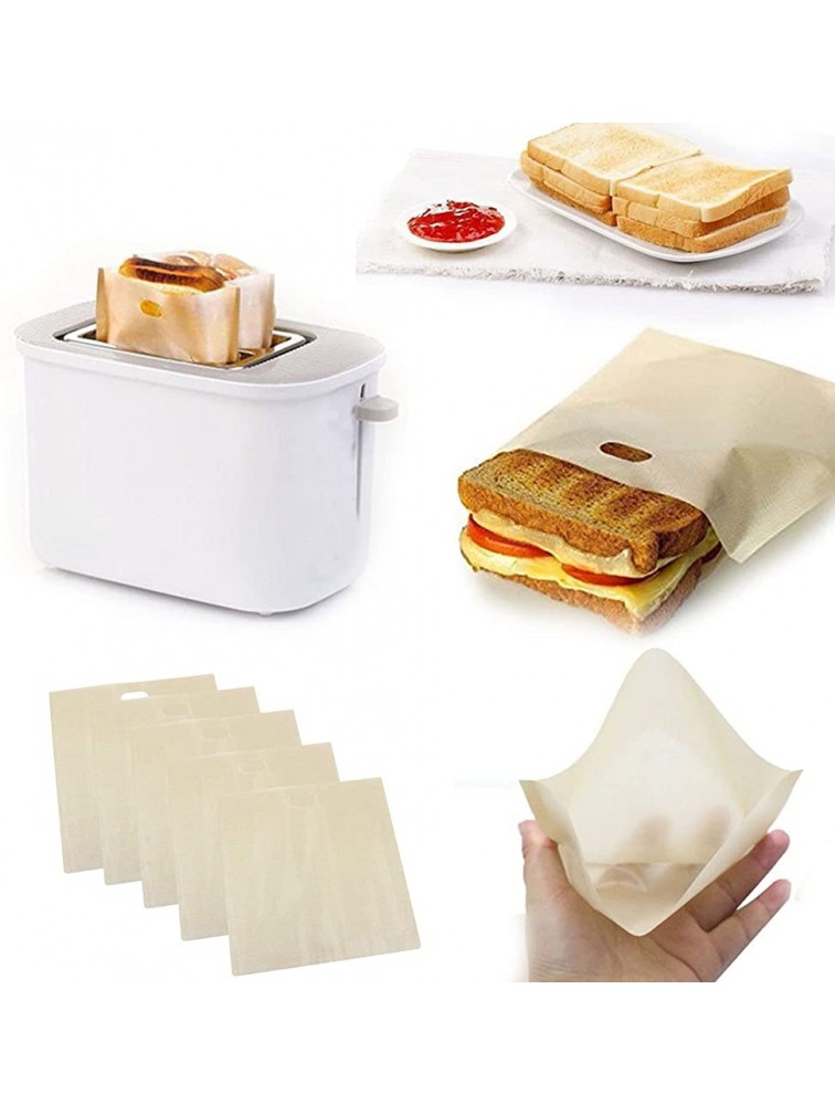 Non-Stick Reusable Toaster Bags Set of 5,Heat Resistant,Gluten Free for Grilled Cheese Sandwiches Easy to Clean - BLQT1GI7Z