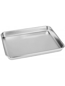 Rykey Stainless Steel Compact Toaster Oven Pan Tray Ovenware Professional Heavy Duty & Healthy Deep Edge Warp Resistant Nonstick Baking Pan 10.4''x8.1''x1'' Silvery - BBS45X8D7