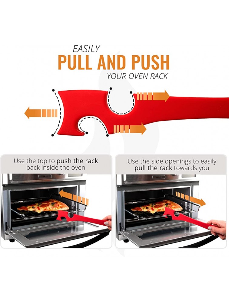 Silicone Oven Rack Push Pull Tool with Longer Handle Ideal for Kitchen Oven Toaster Oven Air Fryer Convection Oven and Small Kitchen Appliances - BKHG32FXS