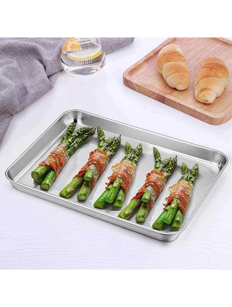 TeamFar Pure Stainless Steel Toaster Oven Pan Tray Ovenware 7''x9''x1'' Heavy Duty & Healthy Mirror Finish & Easy clean Deep Edge Dishwasher Safe 18 0 Steel - BERRVCURN