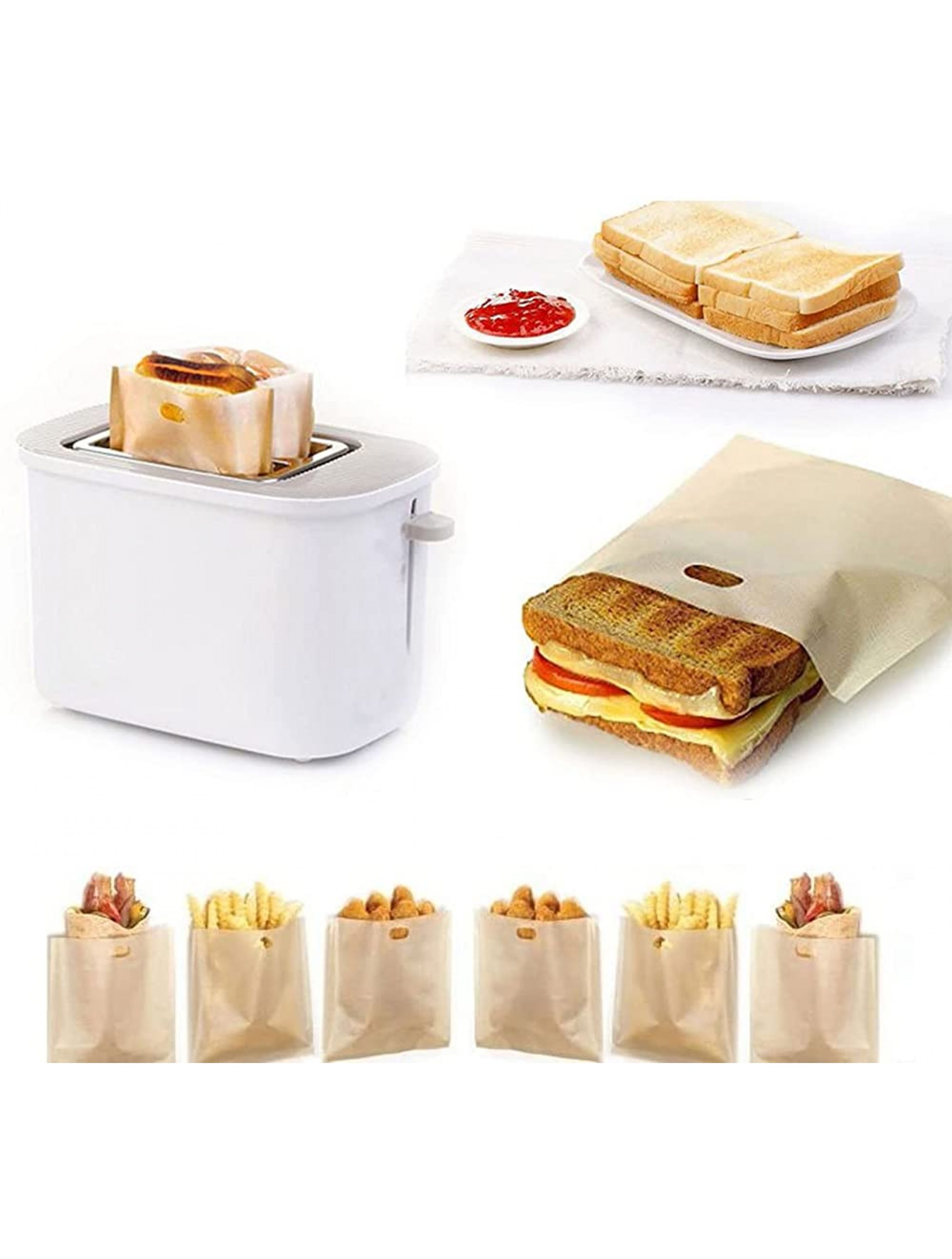 Toaster Bag Pack 10,Non Stick Toaster Bags Reusable and Heat Resistant Easy to Clean,Perfect for Grilled Cheese Sandwiches 16X16.5CM - BEBTITY7Q