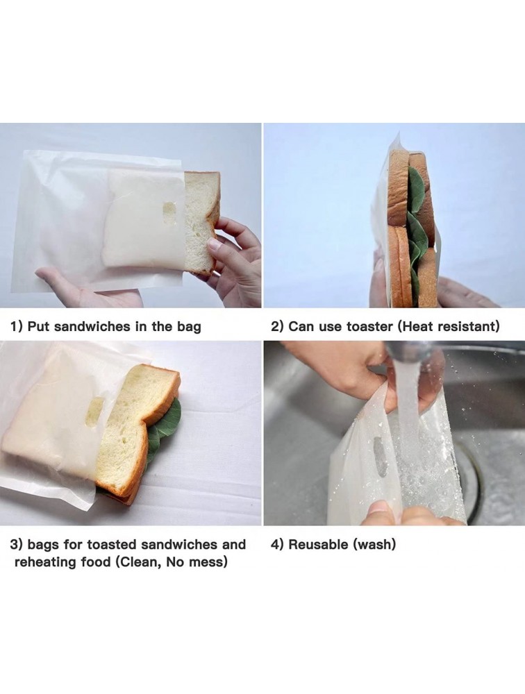 Toaster Bags Reusable Gluten Free No Bread Crumbs&Cross Contamination Keeps Toaster Clean,Grilled Cheese Toaster Bags For Hamburger Breakfast Garlic Toast Hot Dogs French Fries Sausage Rolls,8 Pack - BF42R44I5