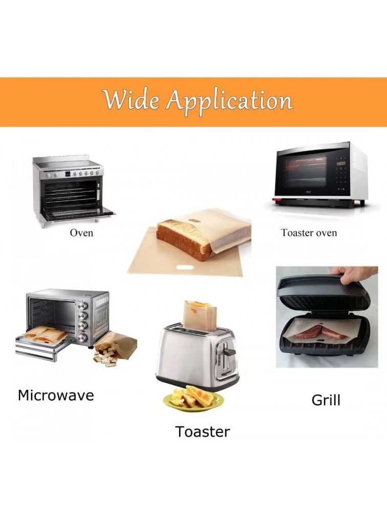 Toaster Bags Reusable Gluten Free No Bread Crumbs&Cross Contamination Keeps Toaster Clean,Grilled Cheese Toaster Bags For Hamburger Breakfast Garlic Toast Hot Dogs French Fries Sausage Rolls,8 Pack - BF42R44I5