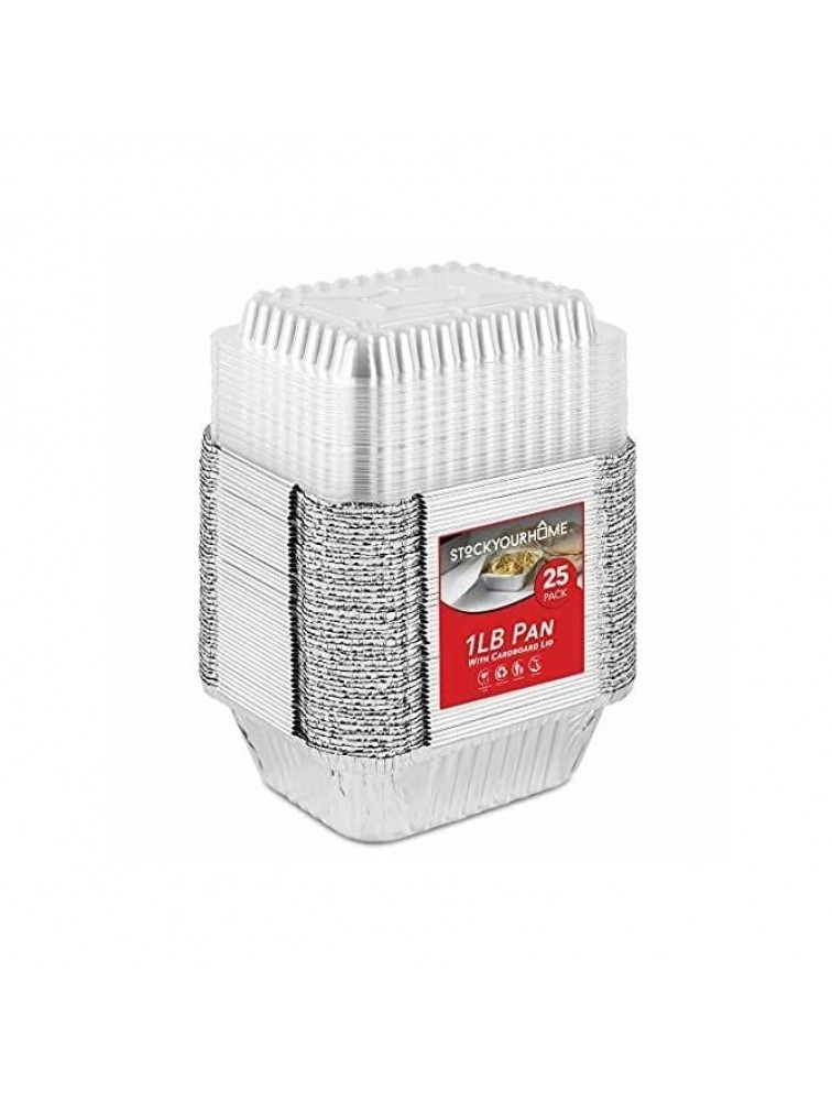 1 Lb Aluminum Disposable Cookware with Lids 25 Pack - BCZK624YF
