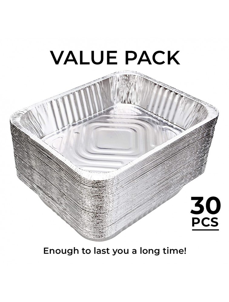 30-Pack 9x13 Aluminum Pans Half-Size Disposable Foil Pans. Great for Baking Cooking Grilling Serving & Lining Steam-Table Trays Chafers. Pan Size 12 1 2 x 10 1 4 x 2 1 2 - BRPJOL65Y