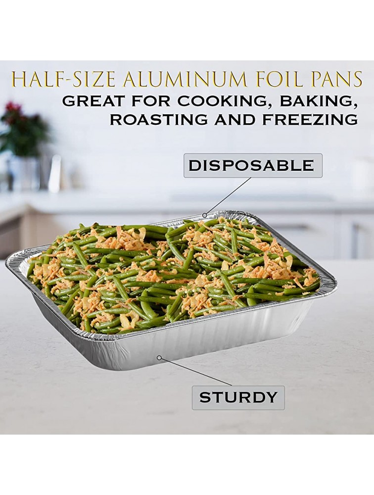 Aluminum Pans 9x13 Disposable Baking Tin Foil Pan Half Size 10 Pack Cooking Roasting Broiling Bakeware Storing Prepping Food Heating Crawfish Trays - BEBO6HG0U