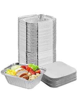 Aluminum Pans Take Out Containers 50 Pack 50 Foil Oblong Pans and 50 Cardboard Lids 1 Lb Tin Pans Disposable Food Storage Containers for Cooking Baking and Meal Prep - BG39YKP91