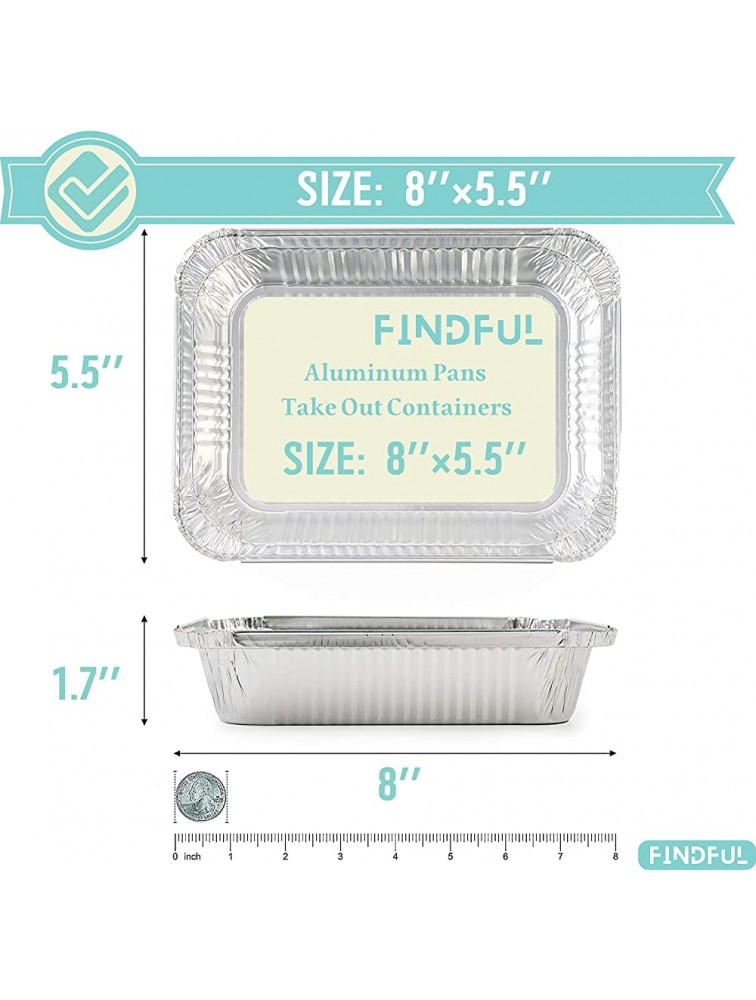 Aluminum Pans with Lids 8.5''×6'' 100-Pack 2.25lb Capacity Disposable Foil Food Containers with Lids Tin Foil Takeout Pans for Bread Lasagna Meal Prep Freezer Eco-Friendly & Recyclable - B51P7DXVL