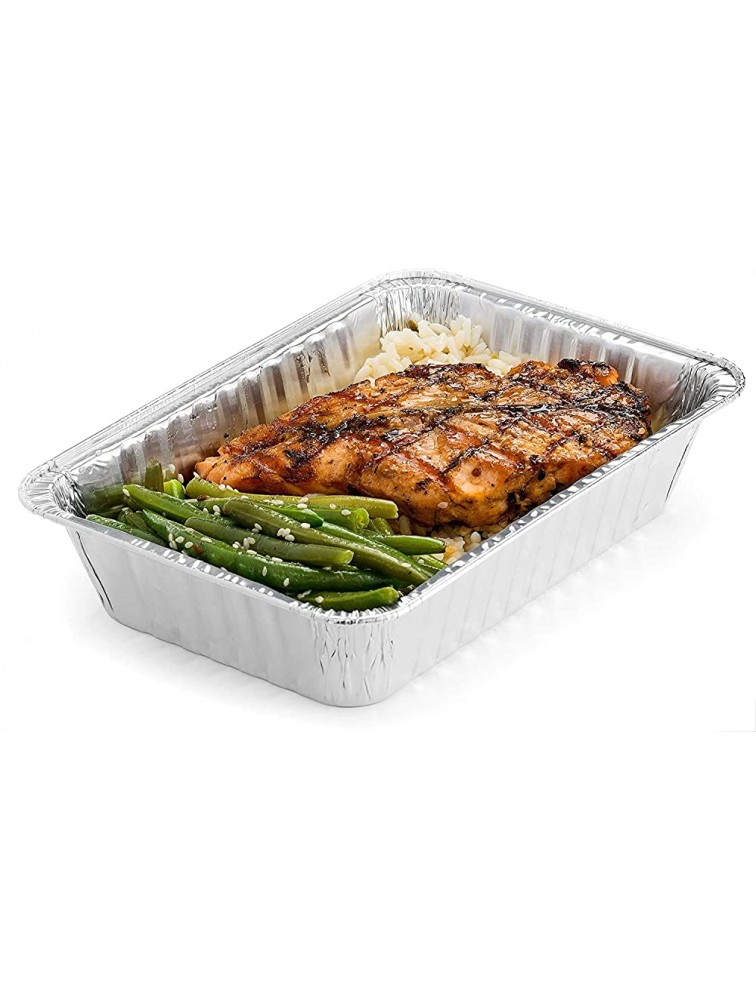 DecorRack 14 2.25 Lb Aluminum Pan with Dome Lid Heavy Duty Rectangular Tin Foil Pans Perfect for Reheating Baking Roasting Meal Prep To-Go Containers Environmentally Friendly Pack of 14 - B1O8YMSP7