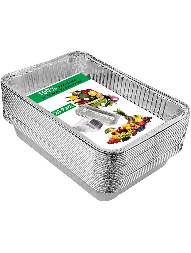 Disposable Aluminum Foil Pans sturdy 24 pack,Fohuas Sturdy Half Size Deep Steam Table Pans Freezer,Oven Safe Portable Food Storage Containers for Baking Cooking Roasting & Reheating 12.58.5 - BUKNO5HW6