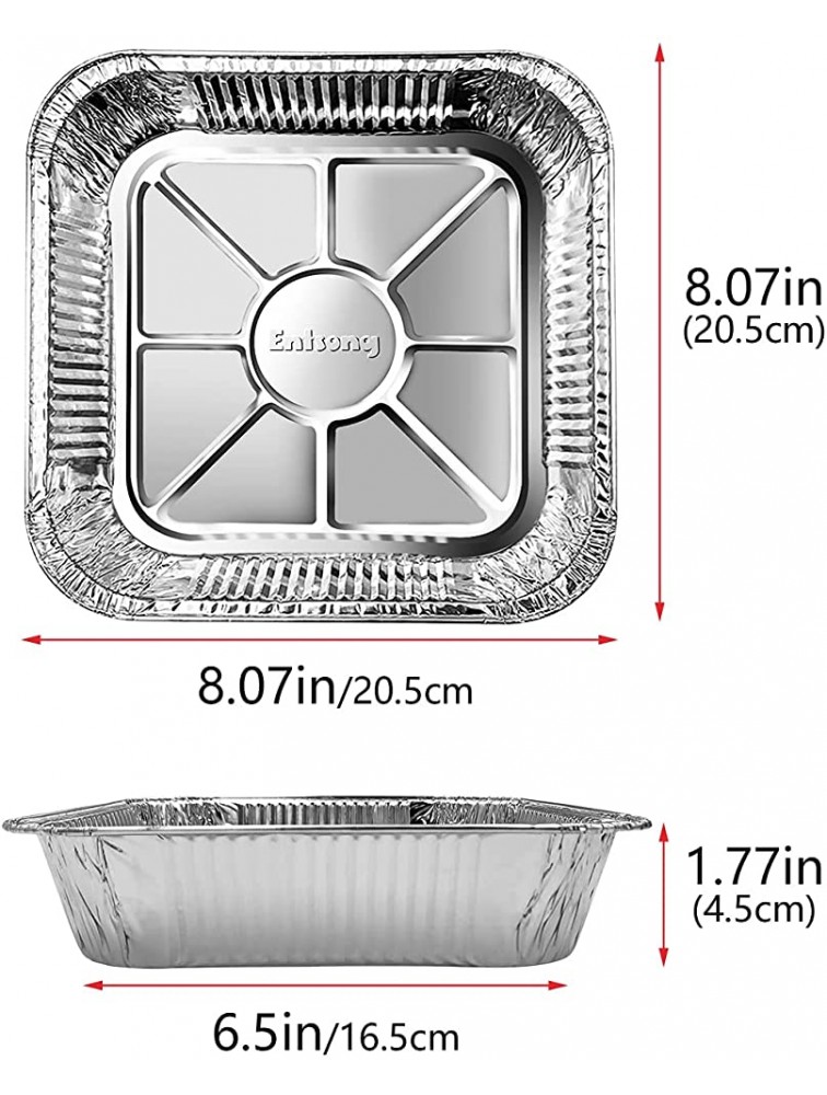 Disposable Aluminum Pans 10 Pack Tin Foil Trays 8x 8 Great for Cooking Serving Grilling Heating Square Baking Cake Pan - BCXZRFW63