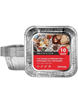 Disposable Aluminum Pans 10 Pack Tin Foil Trays 8"x 8" Great for Cooking Serving Grilling Heating Square Baking Cake Pan - BCXZRFW63