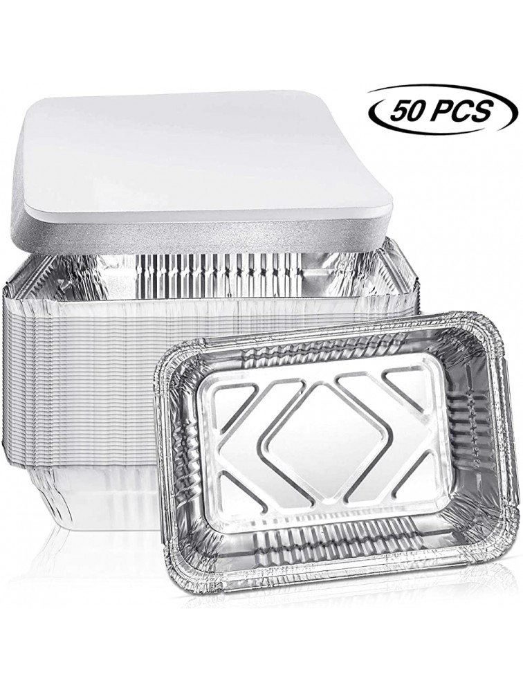 F.M Food Master Disposable Aluminum Oblong Foil Pans with Lids –Heavy Duty Food Storage Tray Containers with lids Recyclable Tin Liners For Cooking Baking,Takeout 50 Pieces 8.4 x 5.9 2.25lb - BRJGVNL8Y