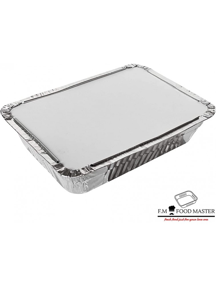 F.M Food Master Disposable Aluminum Oblong Foil Pans with Lids –Heavy Duty Food Storage Tray Containers with lids Recyclable Tin Liners For Cooking Baking,Takeout 50 Pieces 8.4 x 5.9 2.25lb - BRJGVNL8Y