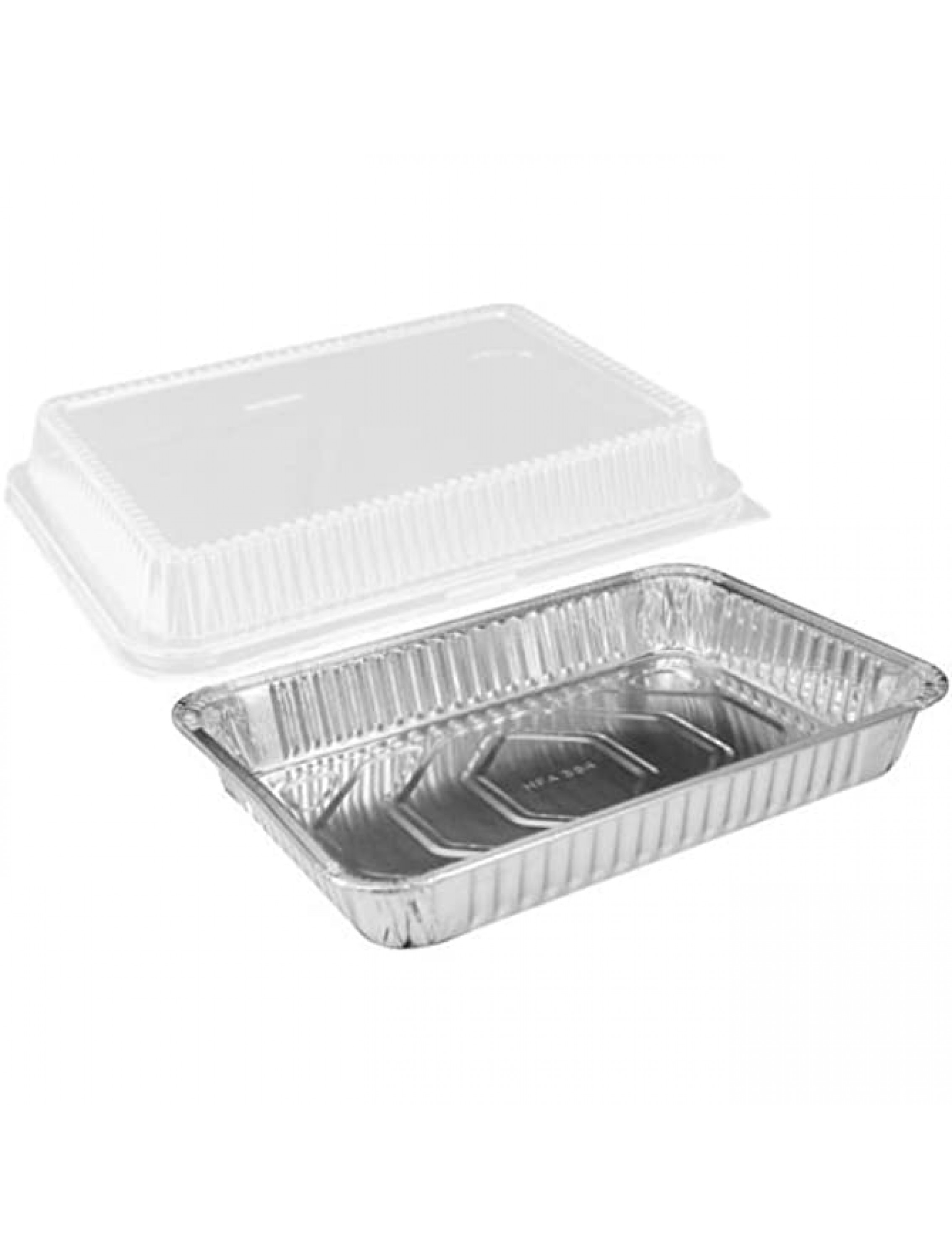Handi-Foil 13 x 9 Oblong Aluminum Foil Disposable Cake Pan with Clear Dome Lids HFA REF # 394-WDL Pack of 50 Sets - B7BVJU36D