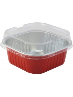 KitchenDance Disposable Aluminum 4" x 4" Square Dessert Pans W Lids #A-24P 100 Red - BB4TYE3FW
