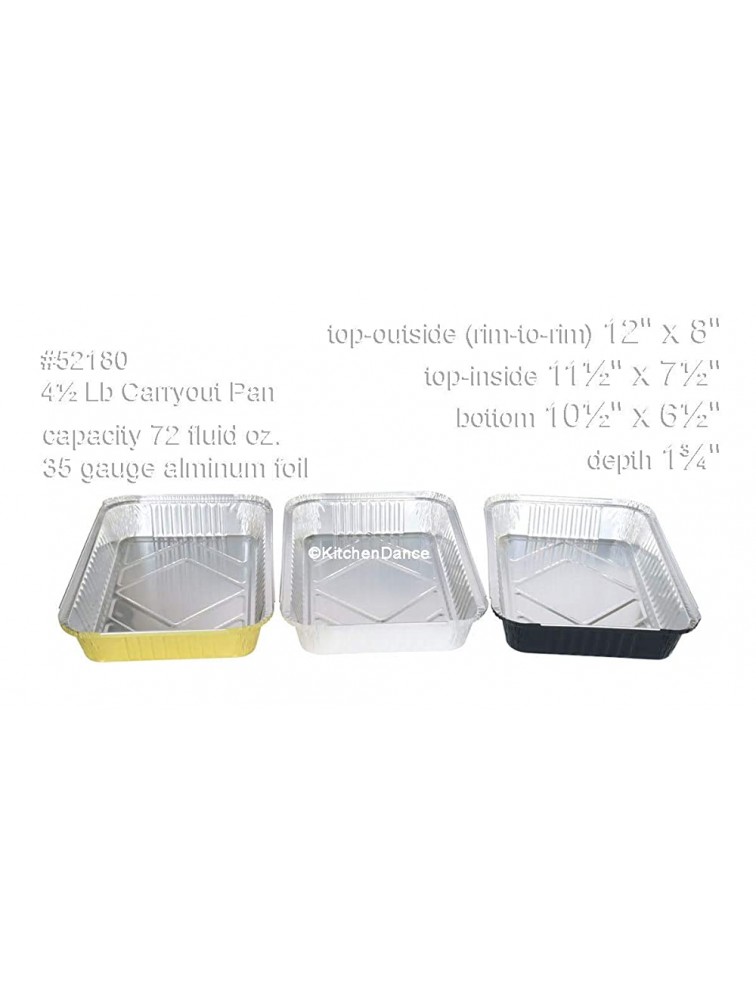 KitchenDance Disposable Colored Aluminum 4 Pound Oblong Pans with Board Lids #52180L Black 25 - B1KVTKOS4