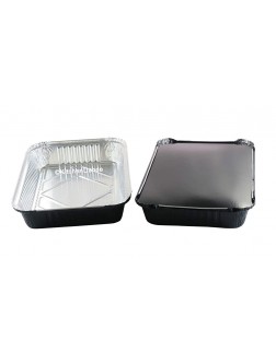 KitchenDance Disposable Colored Aluminum 4 Pound Oblong Pans with Board Lids #52180L Black 25 - B1KVTKOS4
