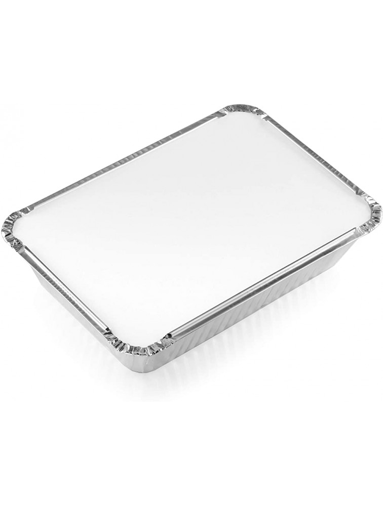 NYHI 50-Pack Heavy Duty Disposable Aluminum Oblong Foil Pans with Lid Covers Recyclable Tin Food Storage Tray Extra-Sturdy Containers for Cooking Baking Meal Prep Takeout 8.4 x 5.9 2.25lb - BCYZVVHQ6
