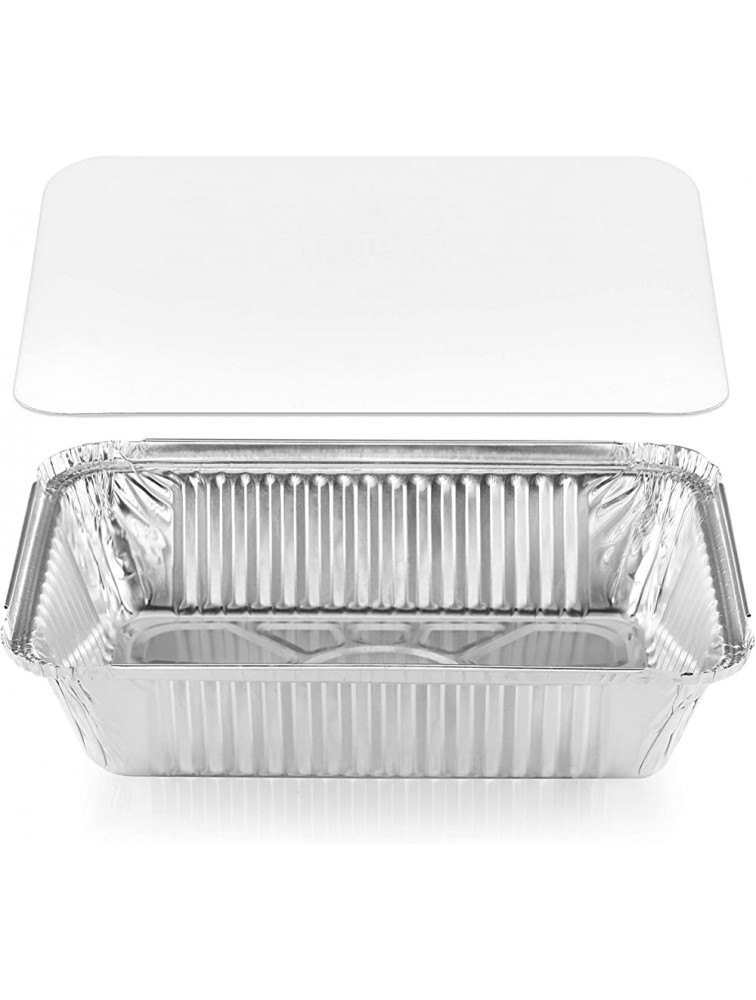 NYHI 50-Pack Heavy Duty Disposable Aluminum Oblong Foil Pans with Lid Covers Recyclable Tin Food Storage Tray Extra-Sturdy Containers for Cooking Baking Meal Prep Takeout 8.4 x 5.9 2.25lb - BCYZVVHQ6