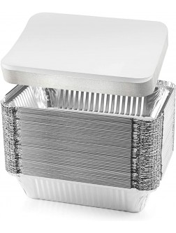NYHI 50-Pack Heavy Duty Disposable Aluminum Oblong Foil Pans with Lid Covers Recyclable Tin Food Storage Tray Extra-Sturdy Containers for Cooking Baking Meal Prep Takeout 8.4" x 5.9" 2.25lb - BCYZVVHQ6