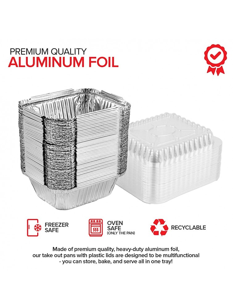 Stock Your Home 1 Lb Aluminum Disposable Cookware with Lids 100 Pack Foil Pans Plastic Lids Disposable & Recyclable Takeout Trays with Lids Food Containers for Restaurants Catering Delis - BQ0TJC15M